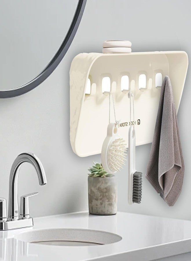 Mforall Key Holder Key Holder with Key Hooks Key Organiser Wall Storage Shelf Wall Mounting for Keys Hooks for Home, Office, Kitchen, Bathroom, Bedroom, Living Room 5 Hook (White) - Image 3